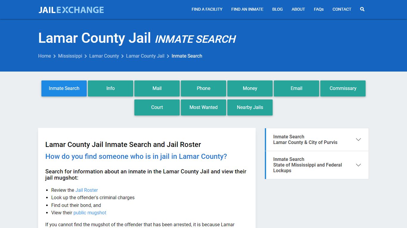 Inmate Search: Roster & Mugshots - Lamar County Jail, MS