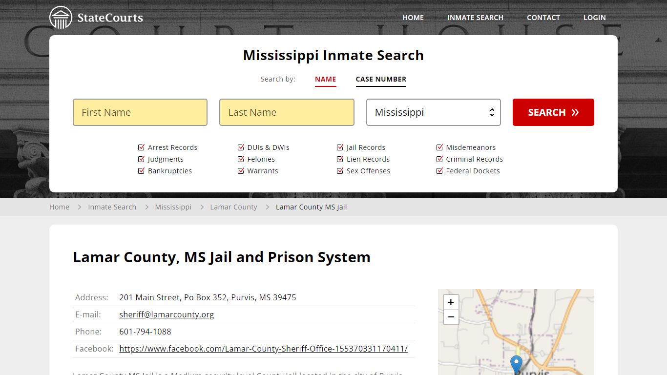Lamar County MS Jail Inmate Records Search, Mississippi - StateCourts